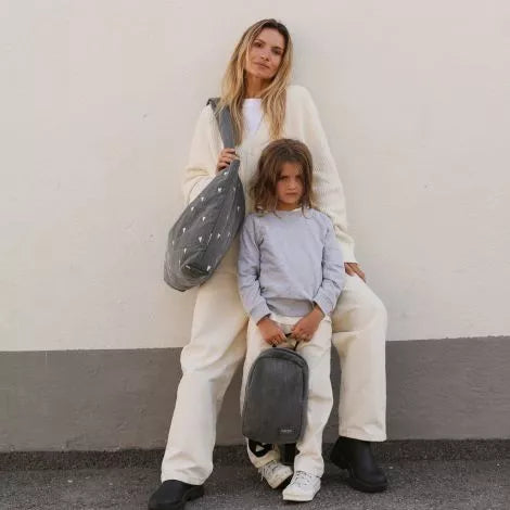 Studio Noos - Mom Bag Denim Grau mit weissen Herzen