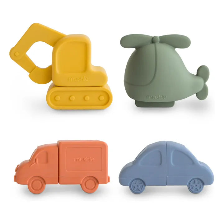 Mushie - Badespielset aus SILIKON Autos & Bagger
