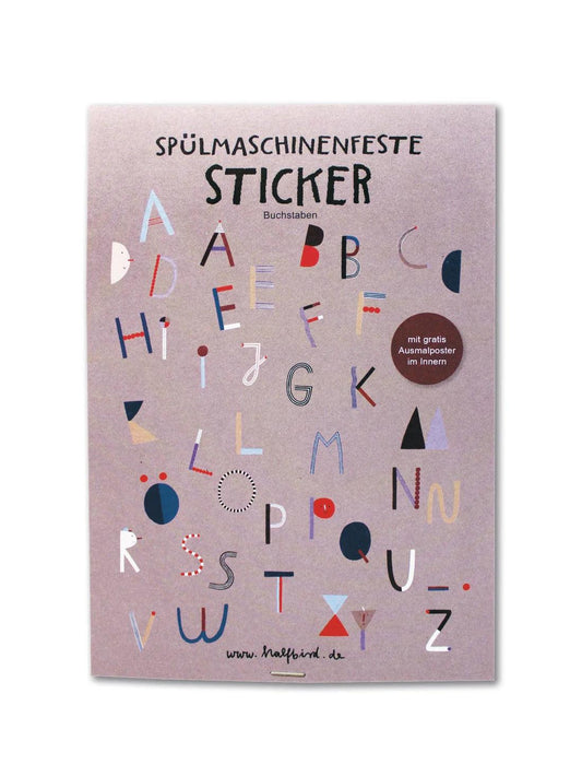 Halfbird -Spülmaschinenfeste Sticker ABC