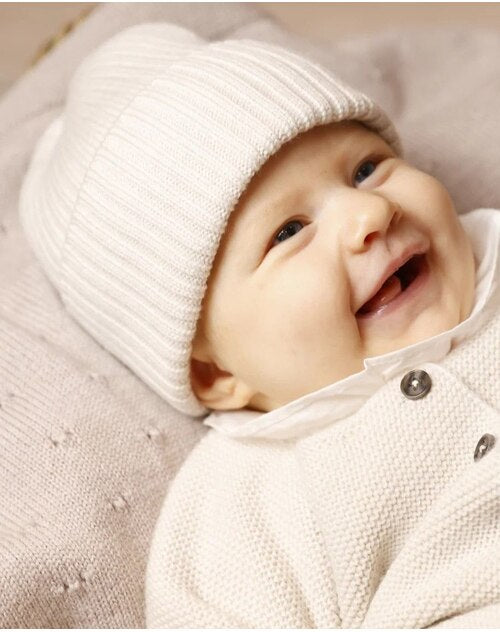 Lille Toni - Mütze Emma in Creme aus 100 % Merinowolle 1-3 Jahre