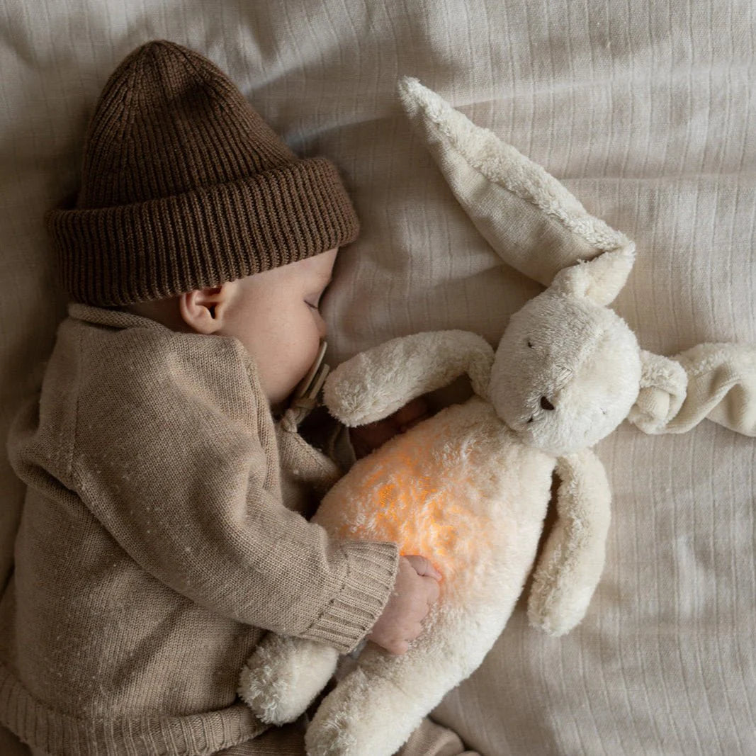 Moonie - Bunny Kuscheltier / Einschalfhilfe & Licht in Rose  2.0 Organic Humming