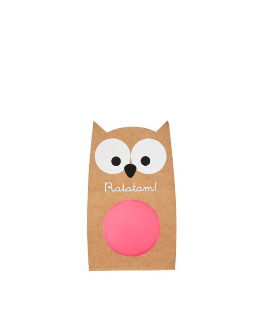 Ratatam - Owl Bouncy Ball 5,7 cm I Neon Pink
