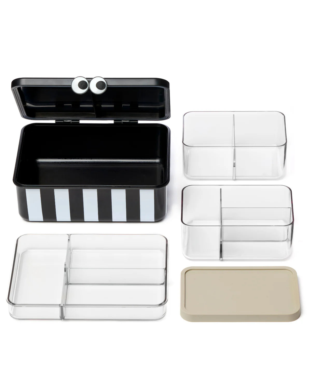 NOUI NOUI - Kinder Lunchbox mit 3  EInsätzen  in schwarz gestreift PRE ORDER