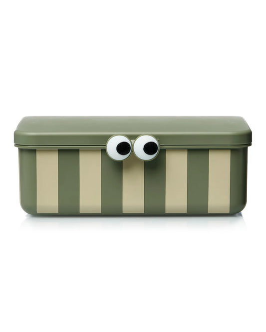 NOUI NOUI - Kinder Lunchbox mit 3  EInsätzen  in Olive gestreift