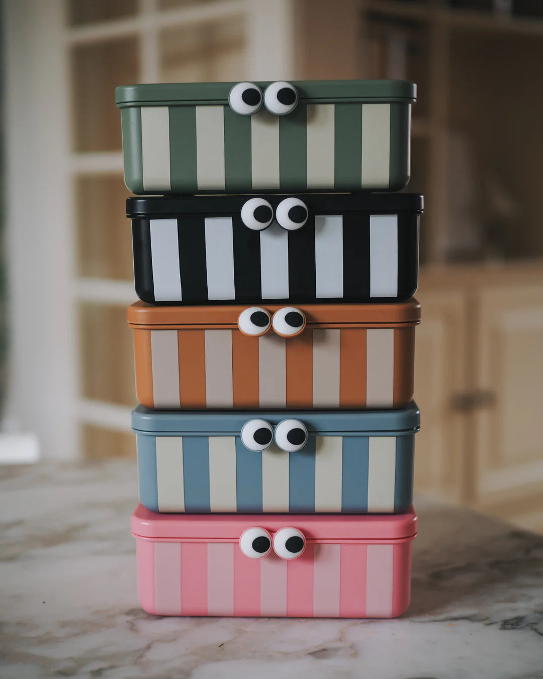 NOUI NOUI - Kinder Lunchbox mit 3  EInsätzen  in Mustard gestreift