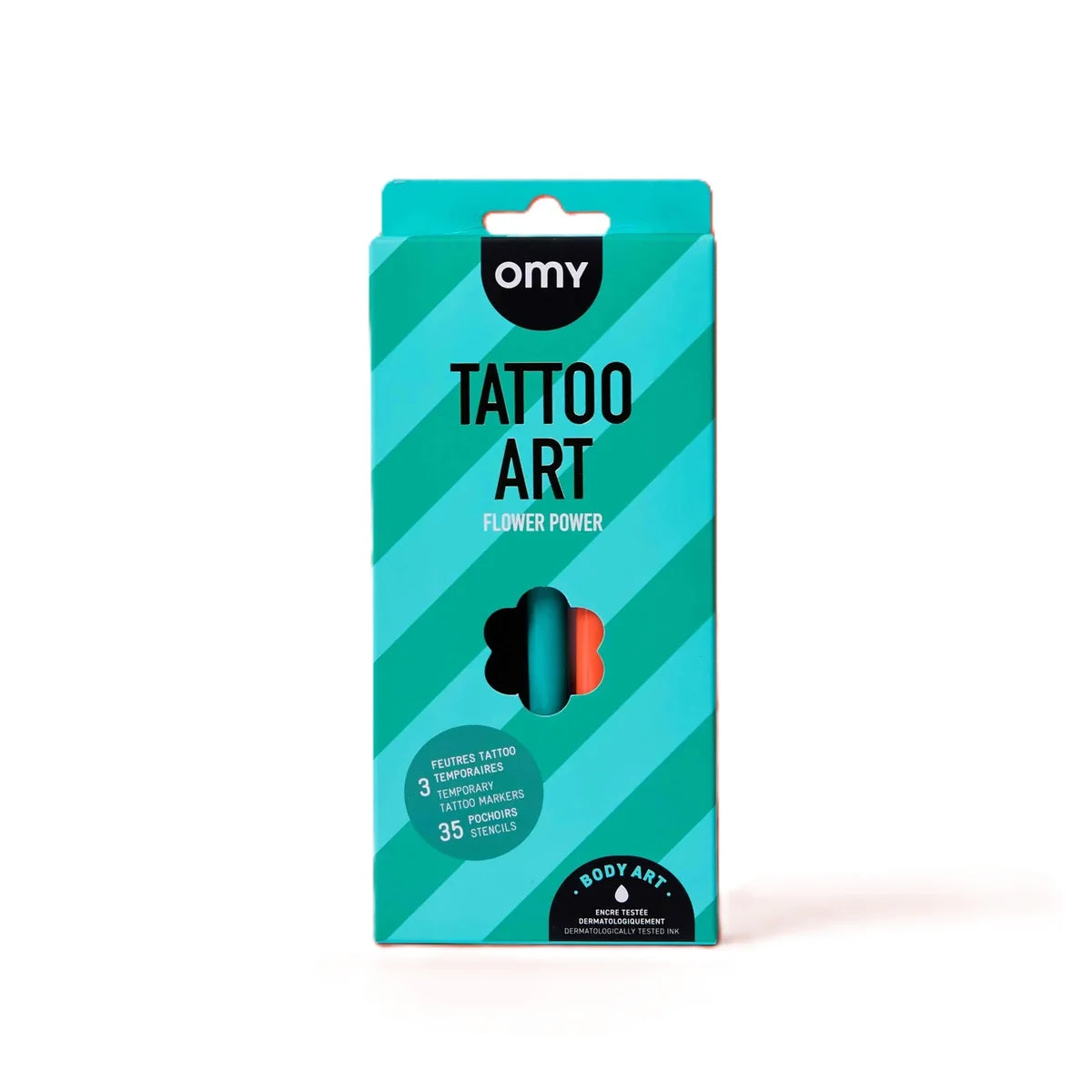 OMY - Tattoo Art Stifteset mit Schablone Flower Power