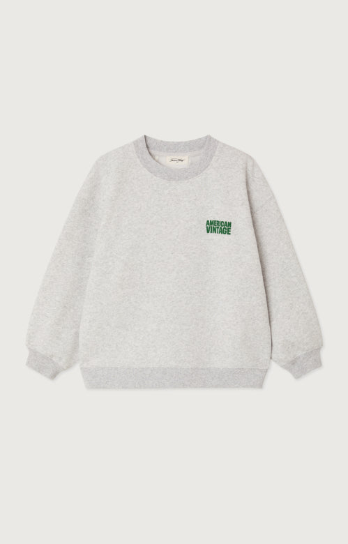 American Vintage - Kinder Sweatshirt in Grau mit dunkelgrünen Druck Babtown