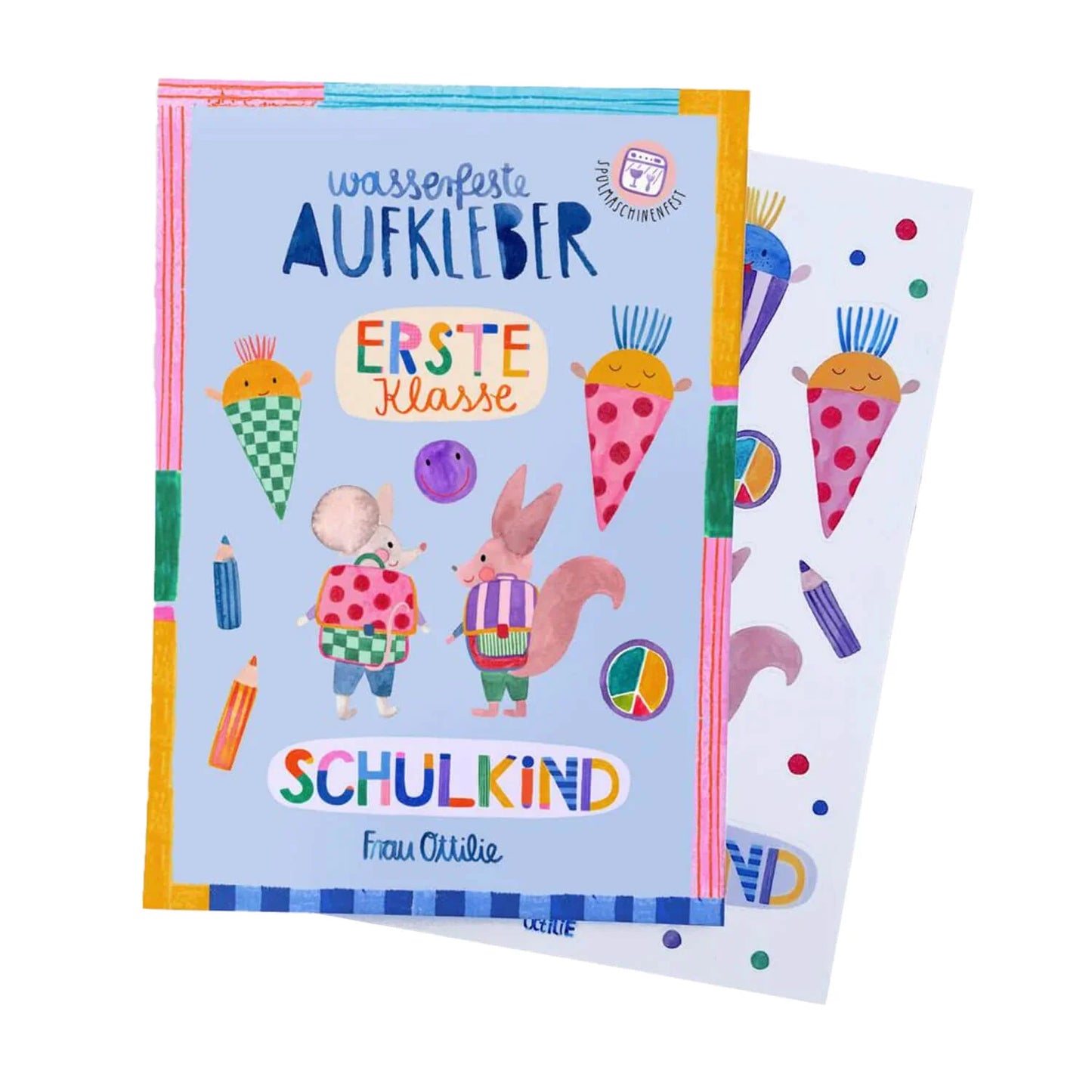 Frau Ottilie - wasserfeste Aufkleber Schulkind