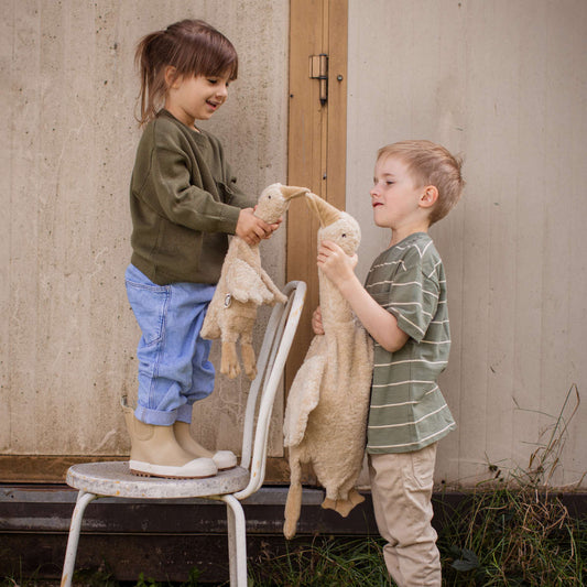 Senger Naturwelt  -  Kuscheltier Gans in klein Wärmekissen in Leinenbeige NEU