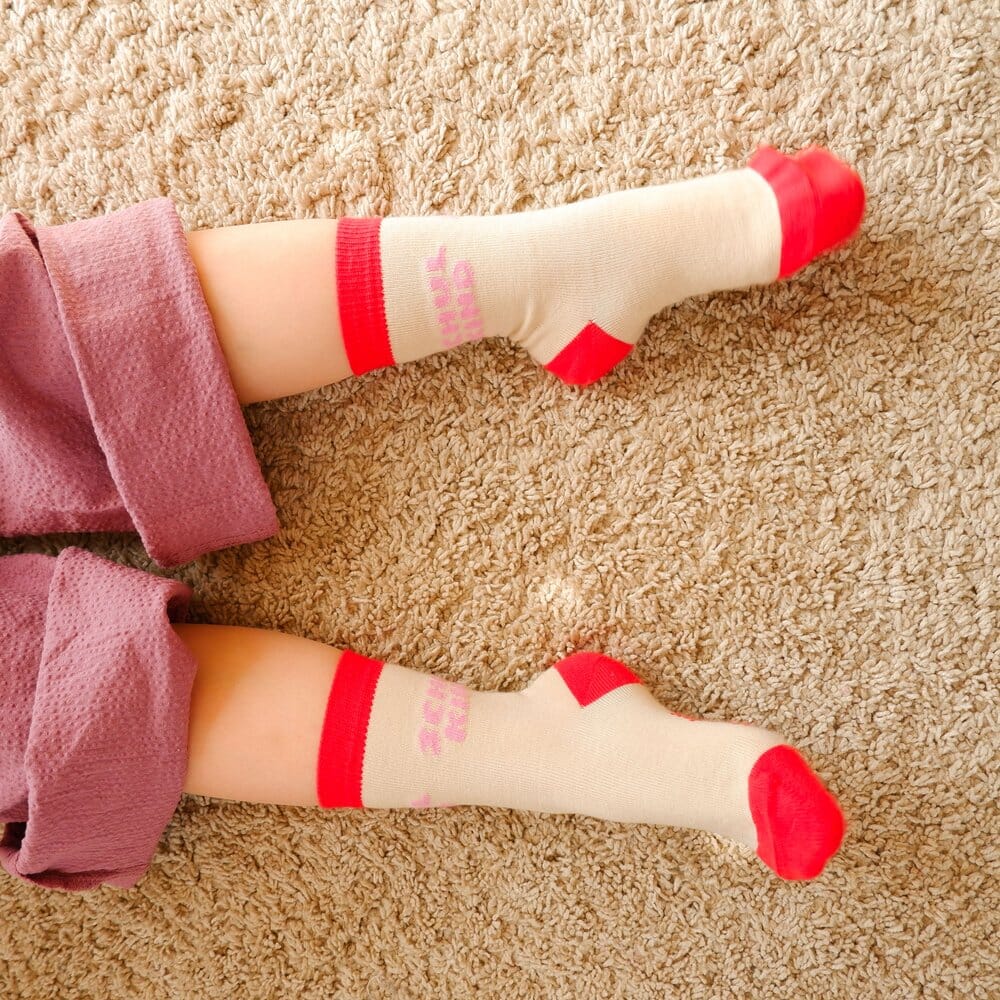 Tinyday - Schulkind Socken Beige / Rot & Pink