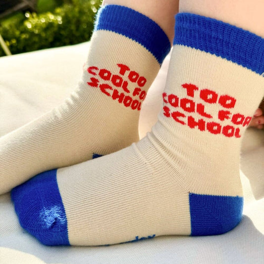 Tinyday - To cool for School Socken Beige / Blau & Rot