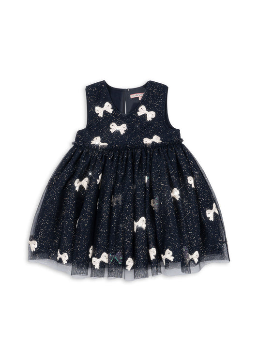 Konges Sløjd - Yvonne Dress Kleid mit Glitzer und Perlen in Dunkelblau