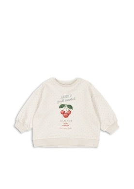 Konges Sløjd - Loupy Lou Sweatshirt in Creme mit Punkten und Kirsche