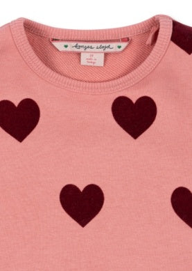 Konges Sløjd - Lou Sweatshirt Kleid in Rosa mit Herzen