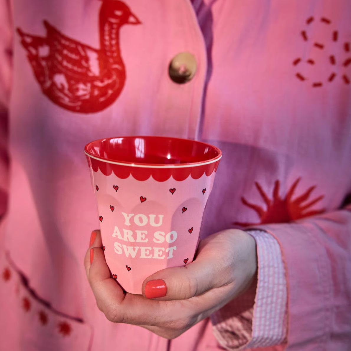 Rice - Snoopy Becher " You are so Sweet" in Rosa /rot