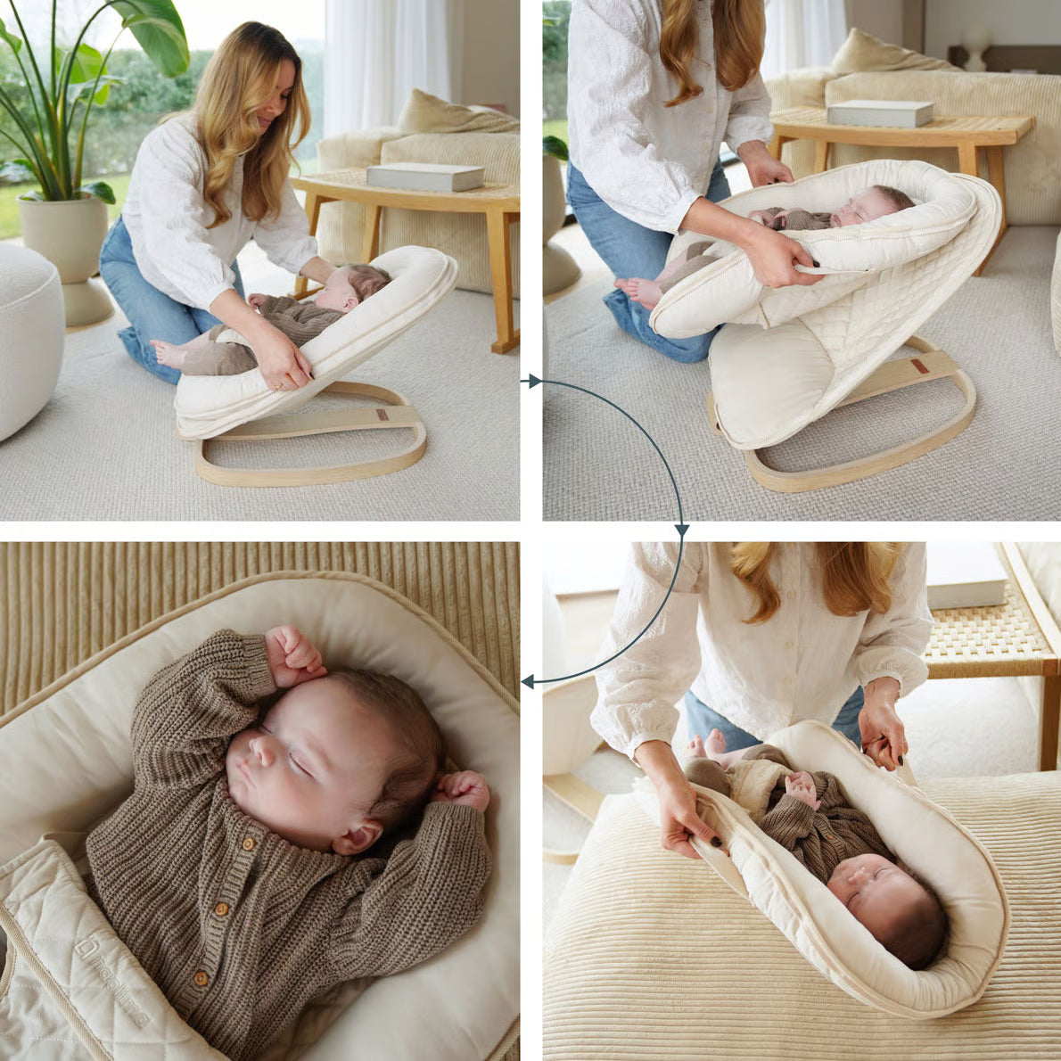Naolima - Wave Babywippe + Schlafnest in Beige