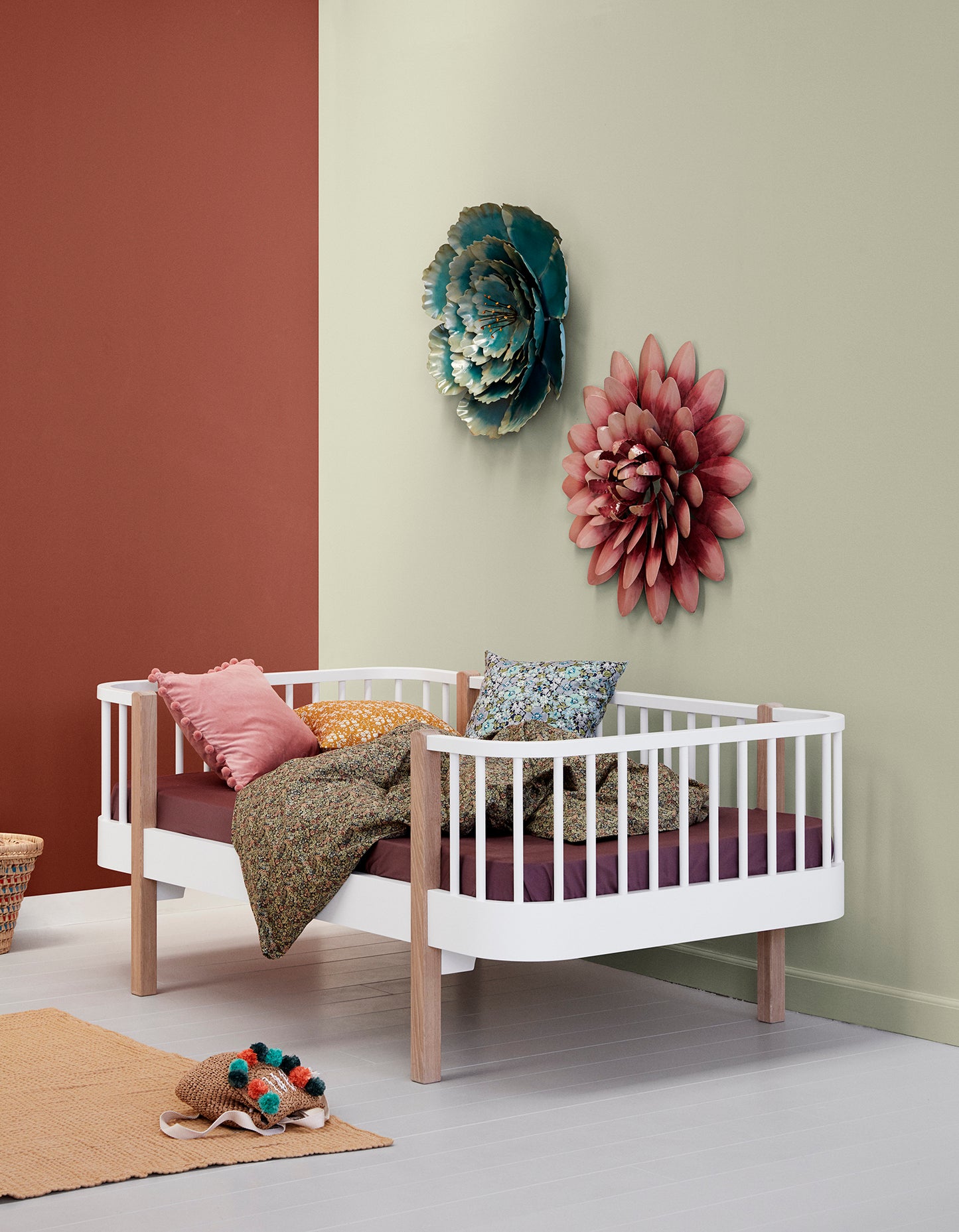 Oliver Furniture Wood Junior Bettsofa - Weiß/ Eiche