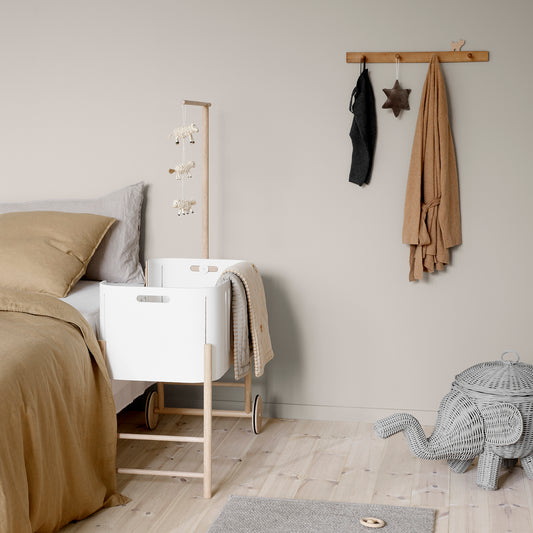Oliver Furniture Wood Beistellbett inkl. Umbauset zur Bank - Weiß/ Eiche