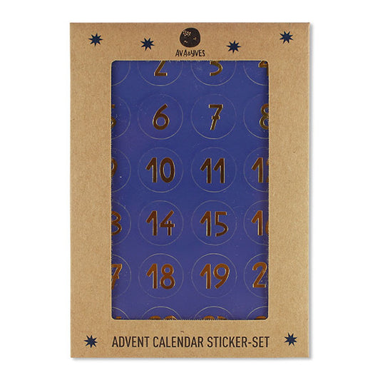 Ava&Yves - Adventskalender Sticker klein Blau / gold Din A6