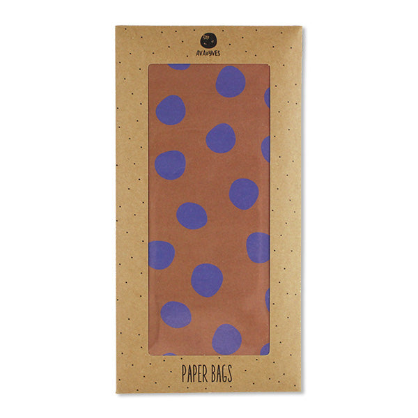 Ava & Yves - Papiergeschenktüten braun mit blauen Punkten