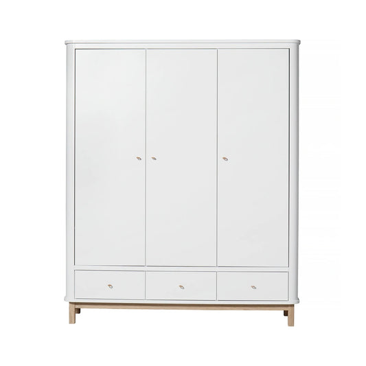 Oliver Furniutre Wood 3er Kleiderschrank in Weiss/Eiche